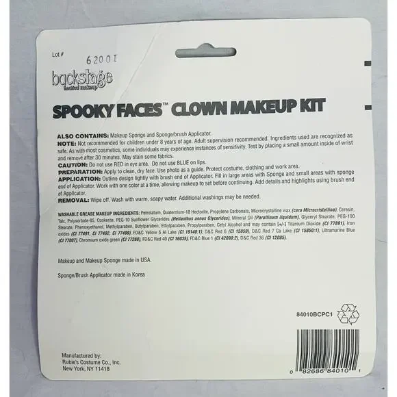 Rubie's Clown Makeup Kit Backstage Theatrical Multicolor Spooky Faces Washable - Picture 5 of 7